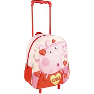 Cerdá - 3D školní batoh s kolečky Peppa Pig Pink