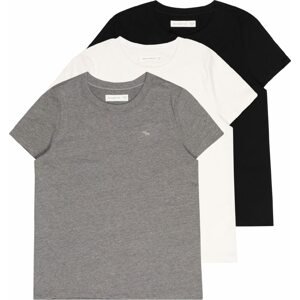 Abercrombie & Fitch Tričko šedý melír / černá / bílá