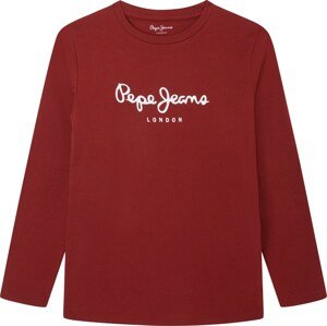 Pepe Jeans Tričko 'Herman' karmínově červené / bílá