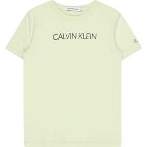 Calvin Klein Jeans Tričko světle zelená / černá