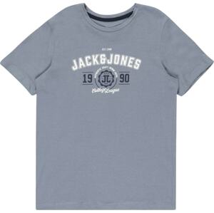 Jack & Jones Junior Tričko 'ANDY' kouřově modrá / bílá