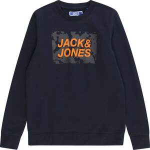 Jack & Jones Junior Mikina námořnická modř / grafitová / oranžová
