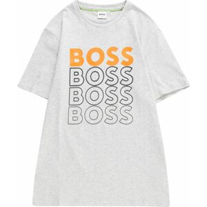 BOSS Kidswear Tričko šedý melír / oranžová / černá