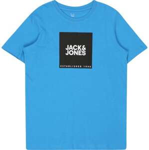 Jack & Jones Junior Tričko 'LOCK' nebeská modř / černá / bílá