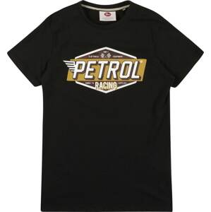 Petrol Industries Tričko hořčicová / černá / bílá