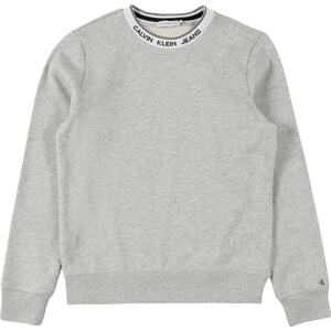 Calvin Klein Jeans Mikina 'INTARSIA' šedá / černá / bílá