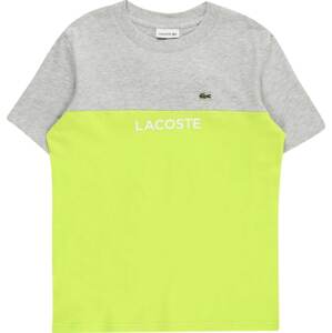 LACOSTE Tričko šedý melír / zelená / svítivě zelená