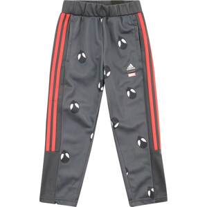 ADIDAS PERFORMANCE Sportovní kalhoty stříbrně šedá / světle červená / černá / bílá