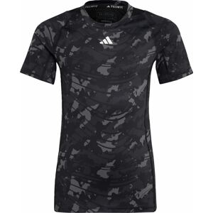 Funkční tričko 'Aeroready Techfit Camo-Printed' ADIDAS SPORTSWEAR šedá / tmavě šedá / černá / bílá