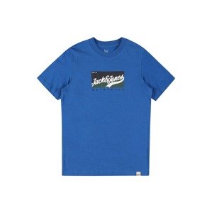 Tričko 'BECKSS' Jack & Jones Junior královská modrá / tmavě zelená / černá / offwhite