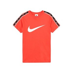 Tričko 'REPEAT' Nike Sportswear oranžově červená / černá / bílá