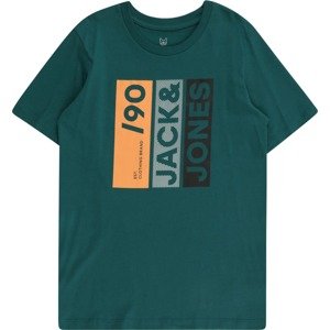 Tričko Jack & Jones Junior smaragdová / mandarinkoná / černá