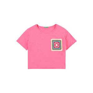 Tričko United Colors of Benetton krémová / tmavě hnědá / nefritová / pink