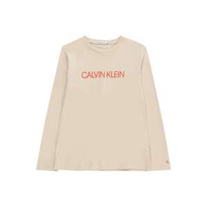 Tričko Calvin Klein Jeans světle béžová / oranžová