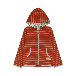 Pletená bunda loud + proud šedý melír / olivová / rezavě červená / bílá