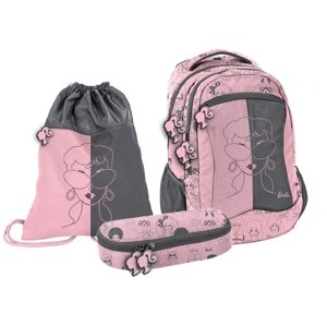 Barbie Školní set růžovo-šedý 3dílný
