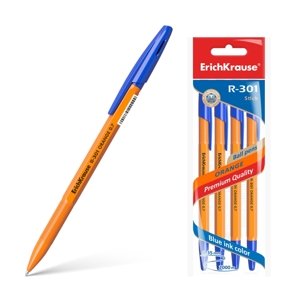 Erich Krause Kuličkové pero R-301 Orange Stick 0.7, modré, 4 ks