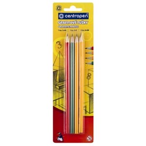 Grafitové tužky 4 ks, 3 tvrdosti Centropen Grafitové tužky 9510 - 4 ks, tři tvrdosti