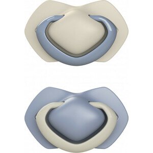 Canpol Babies Canpol Babies Sada 2 ks symetrických silikonových dudlíků, 6-18m+, PURE COLOR modrý
