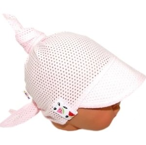 Baby Nellys Dětský síťkovaný šátek s kšiltem na zavazování, meloun - sv. růžová 68-86 (6-18m)