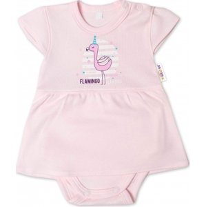 Baby Nellys Bavlněné kojenecké sukničkobody, kr. rukáv, Flamingo - sv. růžové, vel. 74 74 (6-9m)