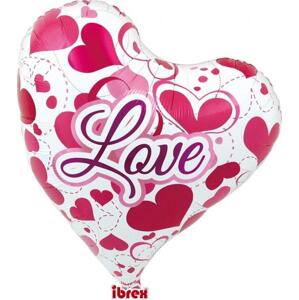 Balón Ibrex Hel, Sweet 14", Love Hearts, balený