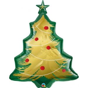 Balón fóliový 40" QL SHP "vánoční stromeček", zlatý