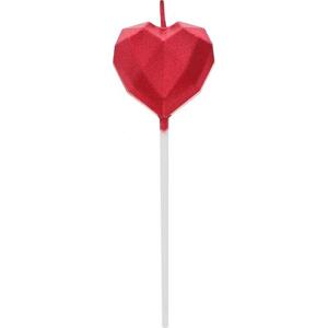 Godan / candles Piker svíčka Heart Diamond, červená, 10,5x3,5 cm