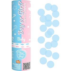 Godan / confetti Pneumatické konfety Boy or Girl, modrá papírová kolečka / 15 cm
