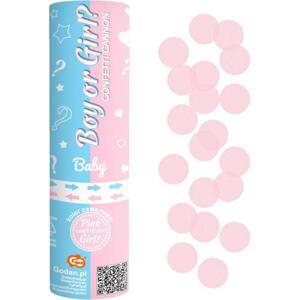Godan / confetti Pneumatické konfety Boy or Girl, růžová papírová kolečka / 15 cm