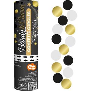 Godan / confetti Pneumatické kruhy na konfety B&C (černé, zlaté, bílé) / 15 cm