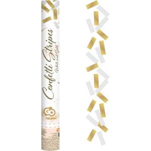 Godan / confetti Pneumatické konfety Zlato-bílé proužky, papír / 40cm