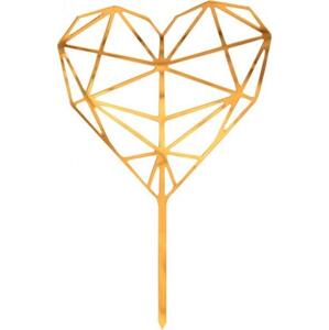 Godan / decorations Akrylová dekorace na dort Diamantové srdce, zlaté, 16x10 cm