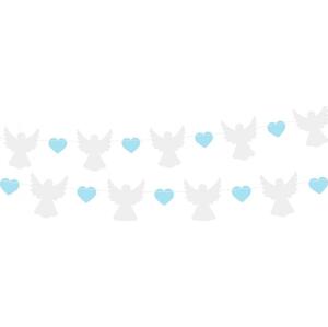 Godan / decorations Papírová girlanda Angels (10x12 cm), modré srdce (5x4 cm), 150 cm