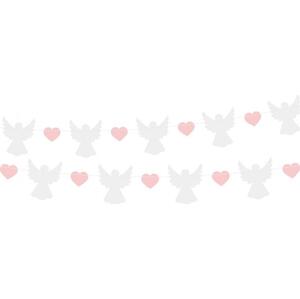 Godan / decorations Papírová girlanda Angels (10x12 cm), růžové srdce (5x4 cm), 150 cm