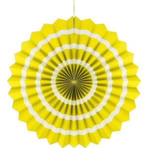 Godan / decorations Ozdobná růžice "Bílý pruh", žlutá, průměr 40 cm KK VÝPRODEJ