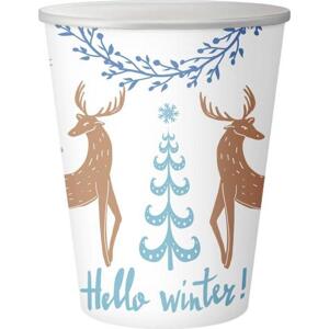 Godan / decorations papírové kelímky Hello Winter, bílá, 250 ml/ 6 ks.