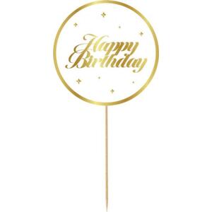 Godan / decorations papírová dekorace na B&G Party dort - Happy Birthday, bílý, hvězdičky, 10 cm