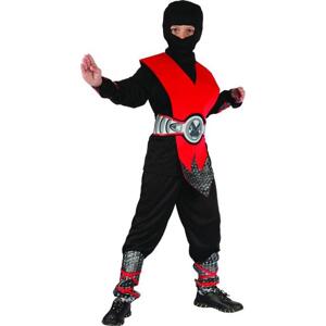 Godan / costumes Red Ninja set (triko, kapuce, kalhoty, chránič, pásek, chrániče rukou a nohou), velikost 110/120 cm