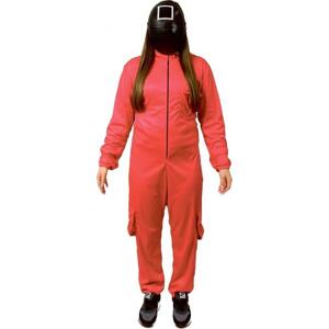 Godan / costumes Color Game Costume, Red - Square (kombinéza s kapucí, pásek, maska), velikost 38