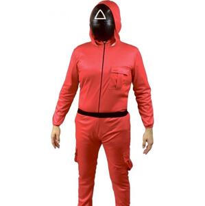 Godan / costumes Color Game Costume, Red - Triangle (kombinéza s kapucí, pásek, maska), velikost 52