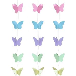Godan / confetti Závěsná dekorace Pastel B&C Pastel Butterflies, velikost 7,5 cm, délka 200 cm