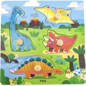 Viga Dřevěné puzzle Zvířata Dinosauři