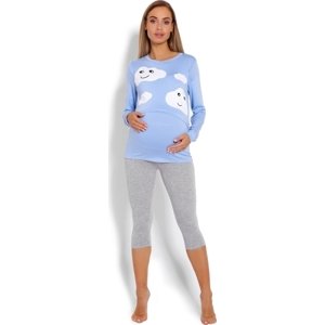 Be MaaMaa Těhotenské, kojící pyžamo 3/4 mráčky - modré, vel. L/XL L/XL