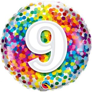 Qualatex Fóliový balónek 18" QL RND Rainbow konfety 9