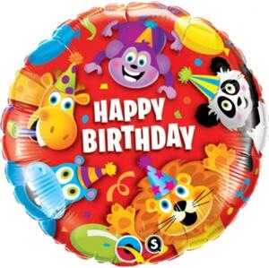 Qualatex Fóliový balónek 18" QL CIR "Happy Birthday Party Animals" KK