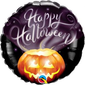 Qualatex Fóliový balónek 18" QL RND "Happy Halloween" (dýně)