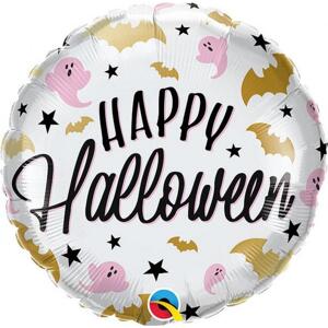 Qualatex Fóliový balónek 18" QL RND "Happy Halloween" (netopýři a duchové)