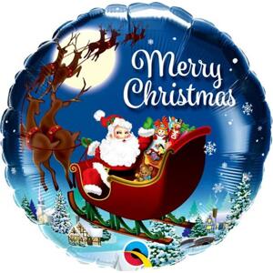 Qualatex Fóliový balónek 18" QL RND "Merry Christmas" (Santa Claus)