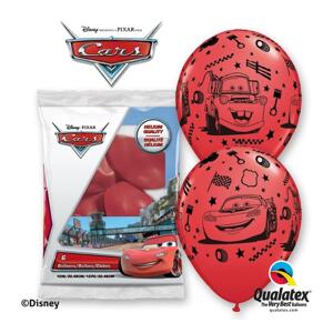 Qualatex Balón QL 12" s potiskem "Lightning Mcqueen & Mater", pastelově červená / 6 ks ST ASORT